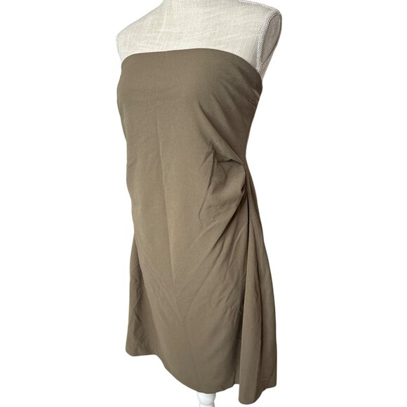 Zara Khaki Strapless Dress XXL Soft Fabric Elegant & Comfortable - Picture 2 of 11
